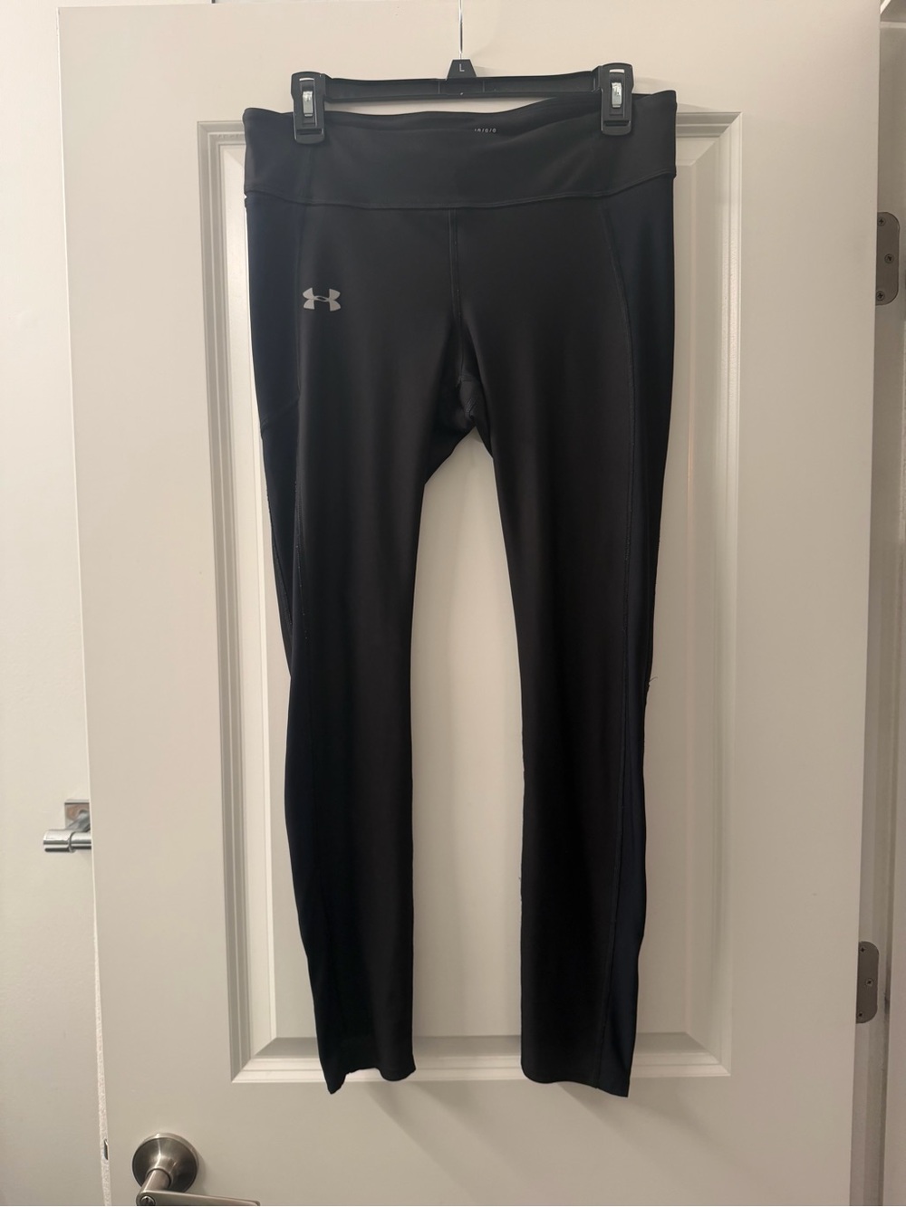 Under Armour Black Performance Leggings with Silver Logo zipper ankles